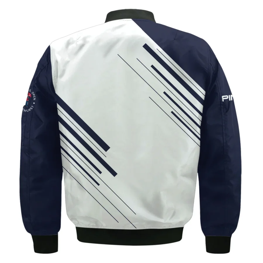 Ping 124th U.S. Open Pinehurst Golf Bomber Jacket Striped Pattern Dark Blue White All Over Print Bomber Jacket