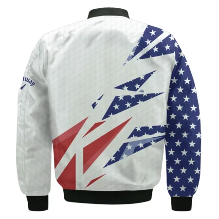 124th U.S. Open Pinehurst Callaway Bomber Jacket Golf Pattern White USA Flag All Over Print Bomber Jacket