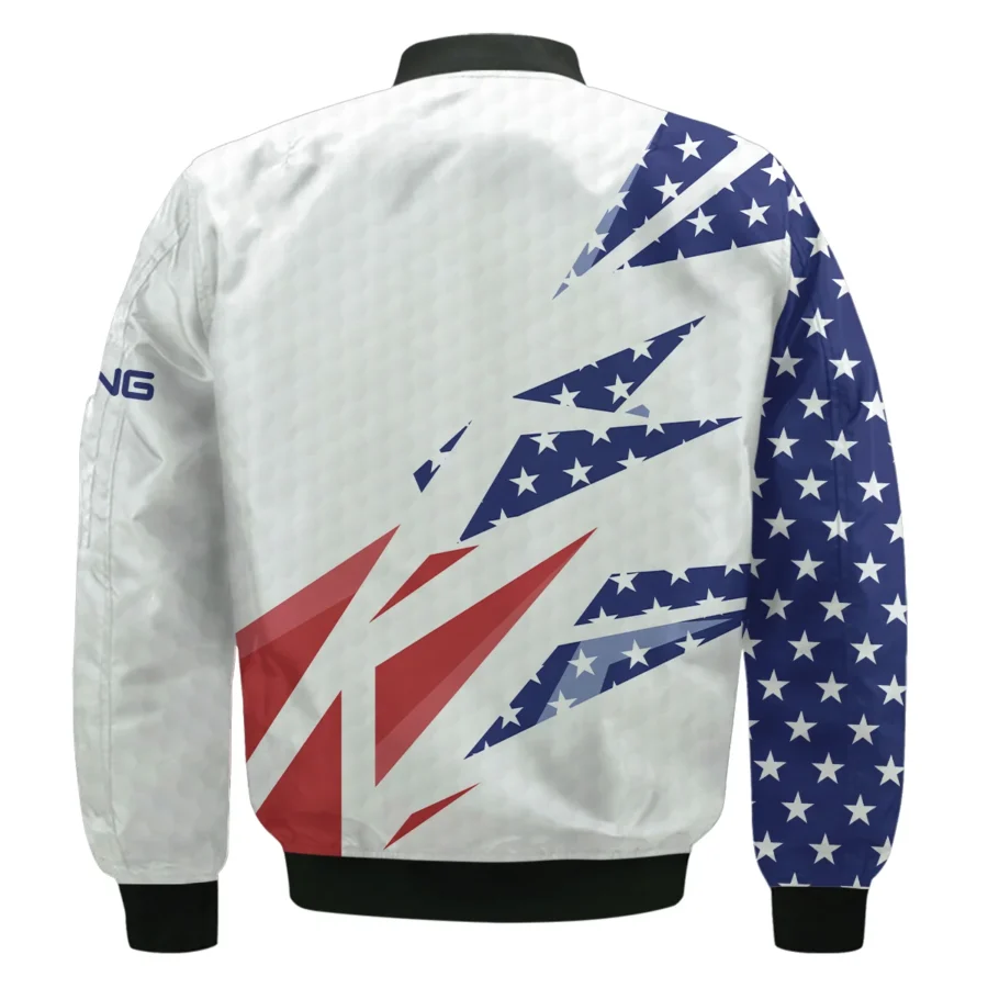 124th U.S. Open Pinehurst Ping Bomber Jacket Golf Pattern White USA Flag All Over Print Bomber Jacket