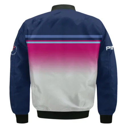 Sport Ping 124th U.S. Open Pinehurst Bomber Jacket White Strong Pink Very Dark Blue Pattern  All Over Print Bomber Jacket