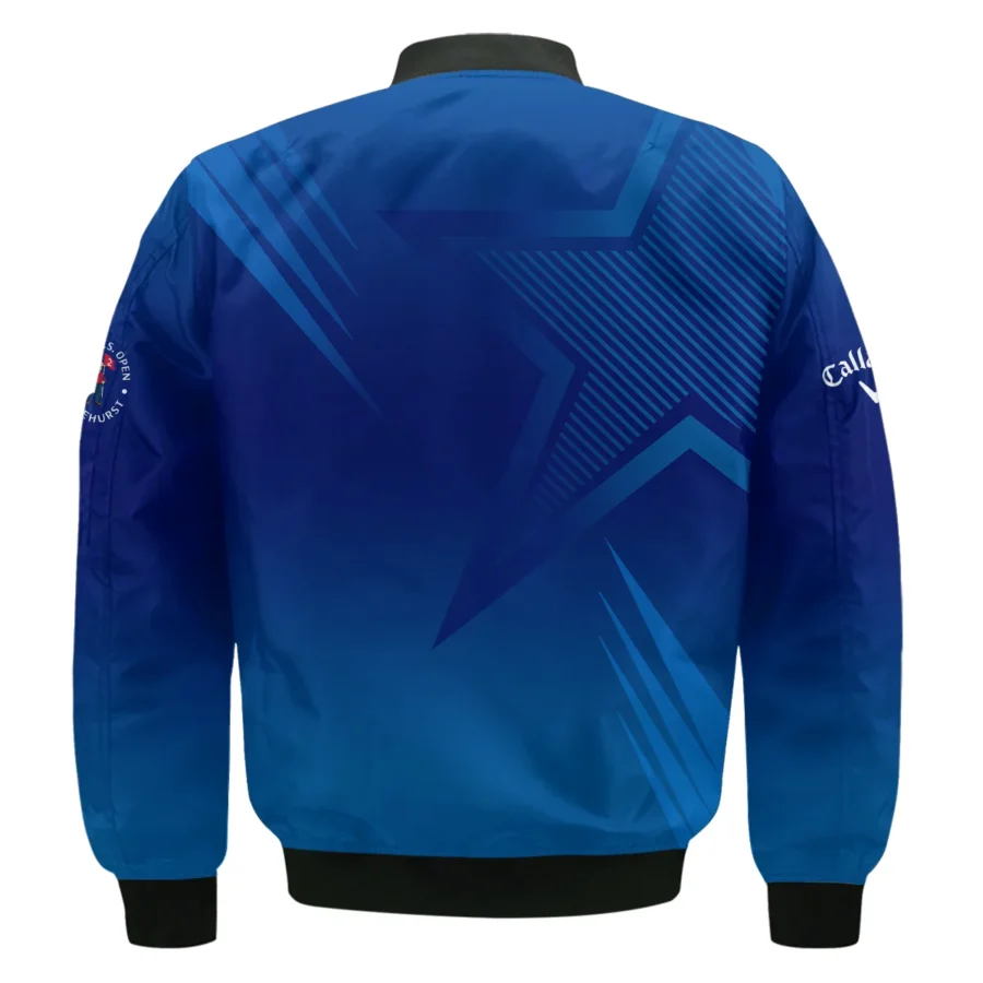 124th U.S. Open Pinehurst No.2 Callaway Bomber Jacket Dark Blue Gradient Star Pattern Bomber Jacket