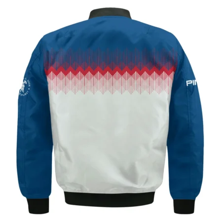 Ping 124th U.S. Open Pinehurst Bomber Jacket Blue Red Fabric Pattern Golf Bomber Jacket