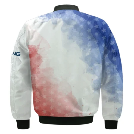 124th U.S. Open Pinehurst Golf Ping Bomber Jacket Stars Blue Red Watercolor Golf Sports All Over Print Bomber Jacket