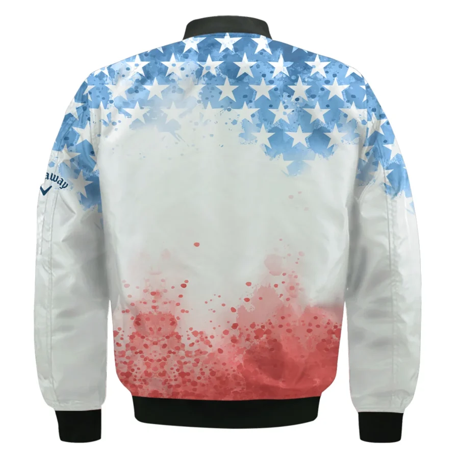 Special Version 124th U.S. Open Pinehurst Callaway Bomber Jacket Watercolor Blue Red Stars Bomber Jacket