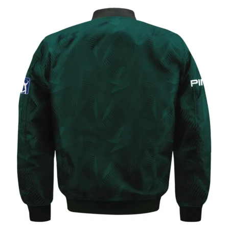 Abstract Pattern Lines Forest Green Masters Tournament Ping Bomber Jacket Style Classic Bomber Jacket
