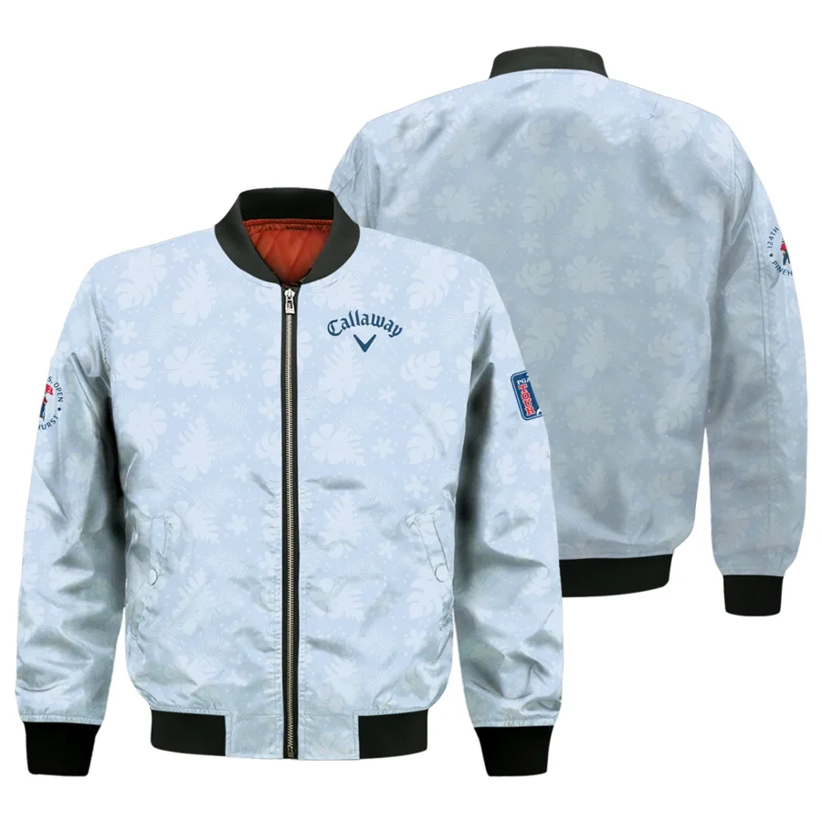 124th U.S. Open Pinehurst Callaway Golf Bomber Jacket Light Blue Pastel Floral Hawaiian Pattern All Over Print Bomber Jacket