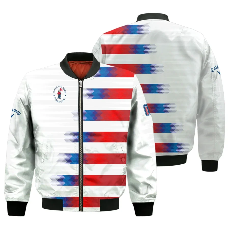 Callaway 124th U.S. Open Pinehurst Golf Sport Bomber Jacket Blue Red White Abstract All Over Print Bomber Jacket