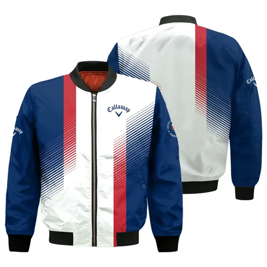 Sport Callaway 124th U.S. Open Pinehurst Golf Bomber Jacket Blue Red Striped Pattern White All Over Print Bomber Jacket