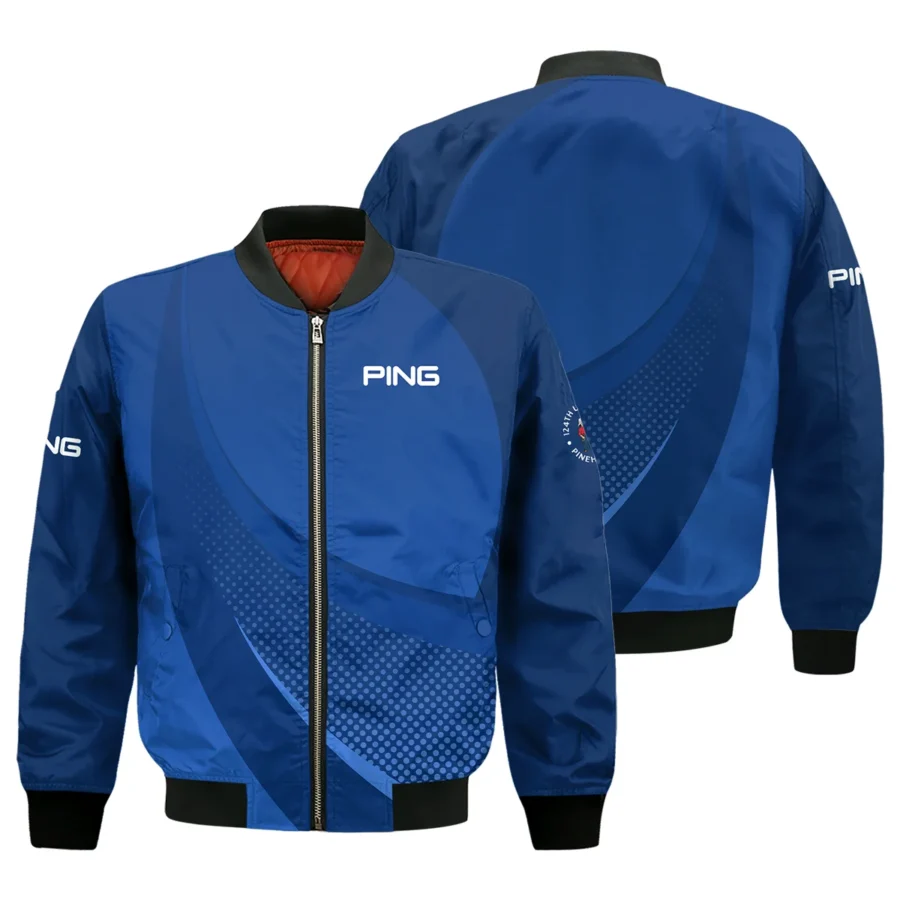 Ping 124th U.S. Open Pinehurst Golf Sport Bomber Jacket Dark Blue Gradient Halftone Pattern All Over Print Bomber Jacket