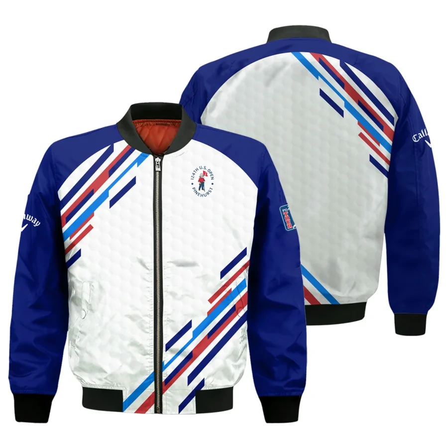 Golf Sport Callaway 124th U.S. Open Pinehurst Bomber Jacket Blue Red Golf Pattern White All Over Print Bomber Jacket