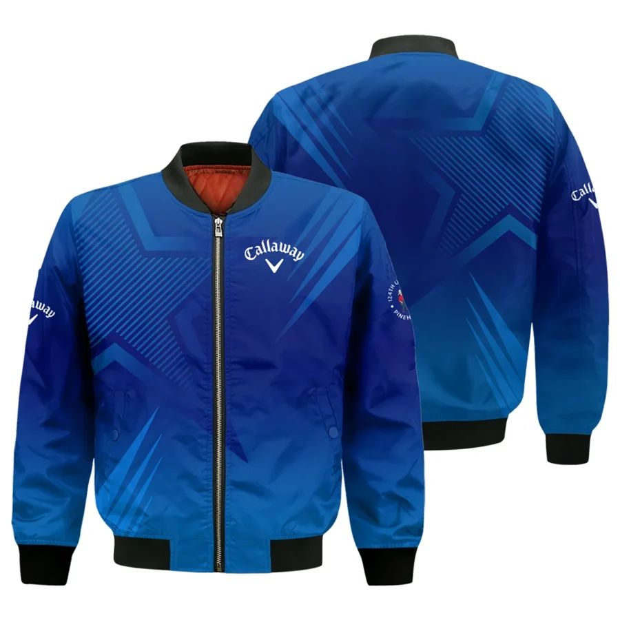 124th U.S. Open Pinehurst No.2 Callaway Bomber Jacket Dark Blue Gradient Star Pattern Bomber Jacket