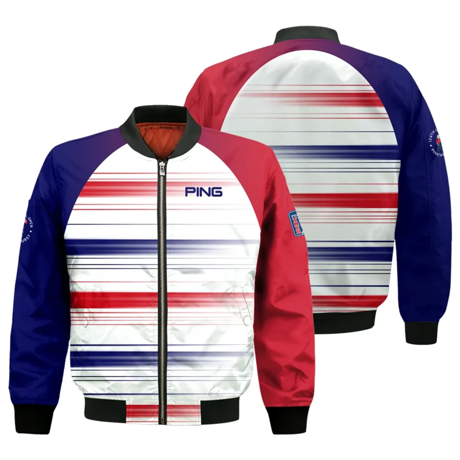 Sport Ping 124th U.S. Open Pinehurst Bomber Jacket Straight Lines Blue Red Bomber Jacket