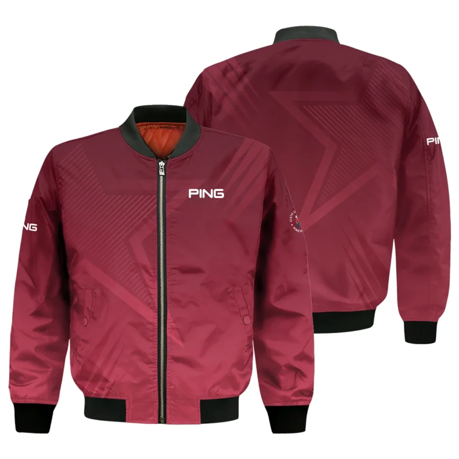 Ping 124th U.S. Open Pinehurst Golf Sport Bomber Jacket Star Gradient Red Straight Pattern Bomber Jacket