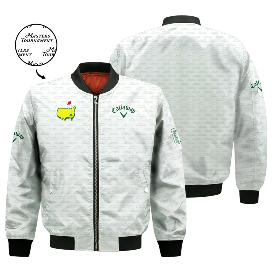 Masters Tournament Golf Callaway Bomber Jacket Logo Text Pattern White Green Golf Sports All Over Print Bomber Jacket