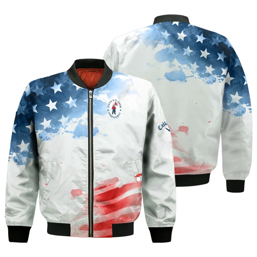 Golf 124th U.S. Open Pinehurst Callaway Bomber Jacket US Flag Watercolor Golf Sports All Over Print Bomber Jacket