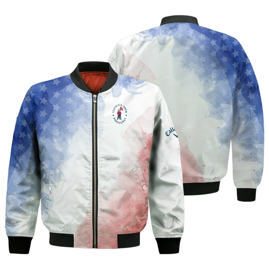 124th U.S. Open Pinehurst Golf Callaway Bomber Jacket Stars Blue Red Watercolor Golf Sports All Over Print Bomber Jacket