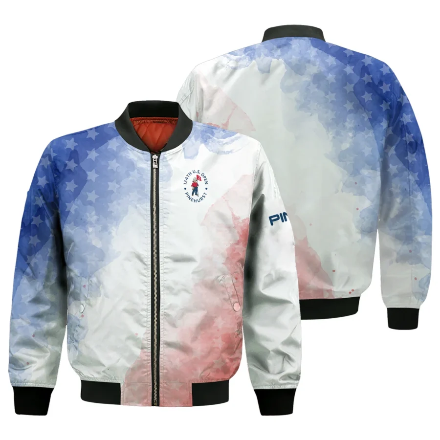 124th U.S. Open Pinehurst Golf Ping Bomber Jacket Stars Blue Red Watercolor Golf Sports All Over Print Bomber Jacket