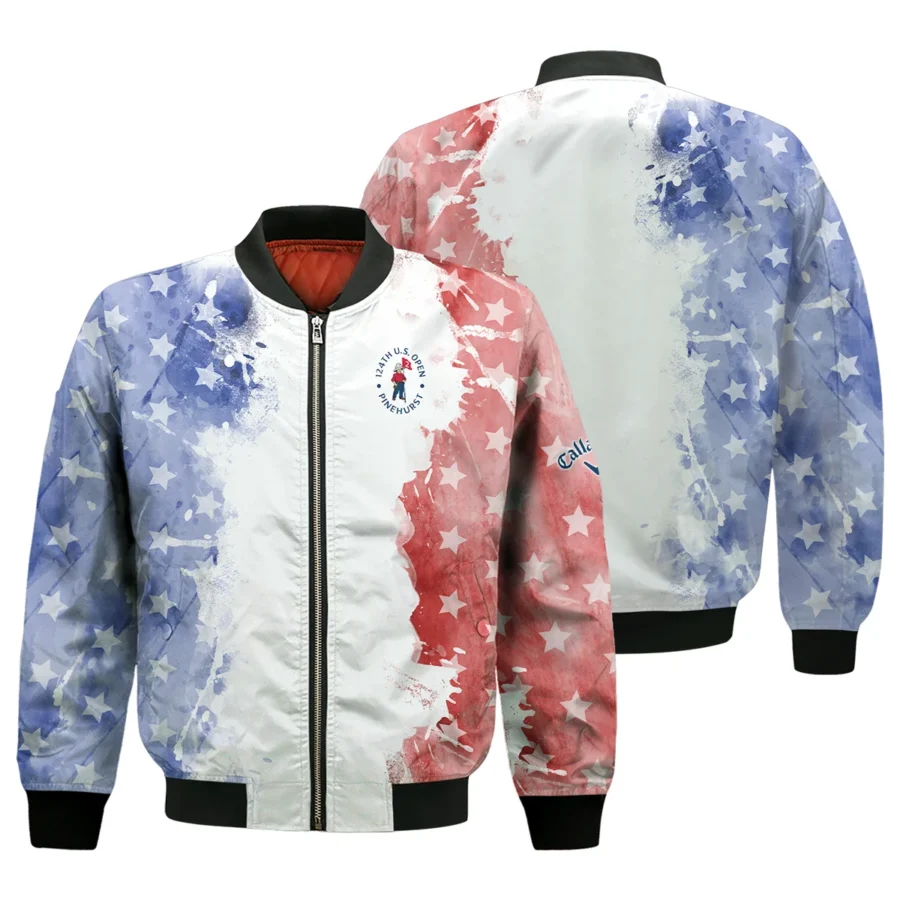 124th U.S. Open Pinehurst Special Version Callaway Bomber Jacket Blue Red Watercolor Bomber Jacket