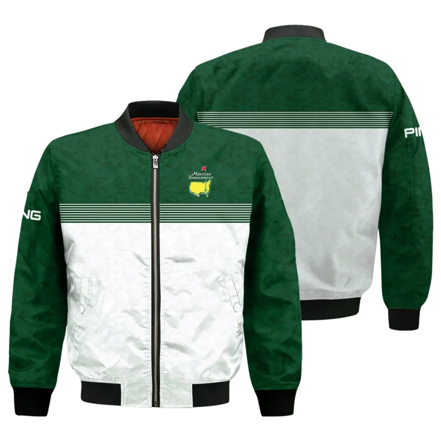 Masters Tournament Ping Bomber Jacket White Pattern White Geometric Abstract Polygon Shape Bomber Jacket