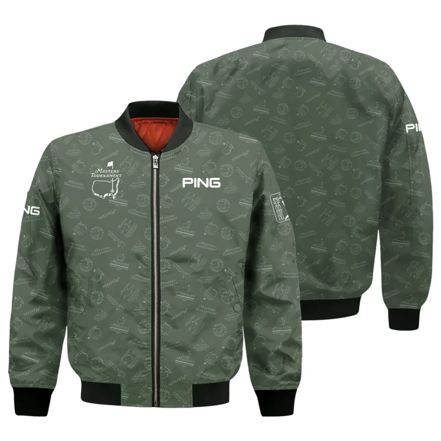 2024 Golf Pattern Masters Tournament Ping Bomber Jacket Dark Green Pattern All Over Print Bomber Jacket