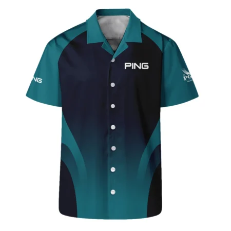 2024 PGA Championship Ping Golf Hawaiian Shirt Dark Cyan Very Dark Blue Gradient Golf Sports All Over Print Oversized Hawaiian Shirt