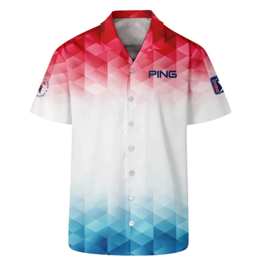 124th U.S. Open Pinehurst Ping Golf Sport Hawaiian Shirt Blue Red Abstract Geometric Triangles All Over Print Oversized Hawaiian Shirt