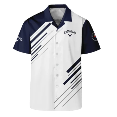 Callaway 124th U.S. Open Pinehurst Golf Long Polo Shirt Striped Pattern Dark Blue White All Over Print Long Polo Shirt For Men