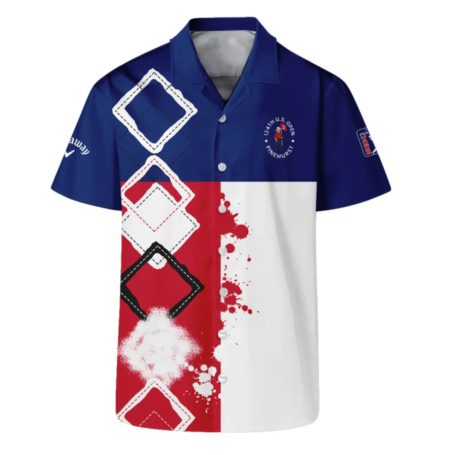 124th U.S. Open Pinehurst Callaway Hawaiian Shirt Blue Red White Pattern Grunge All Over Print Oversized Hawaiian Shirt