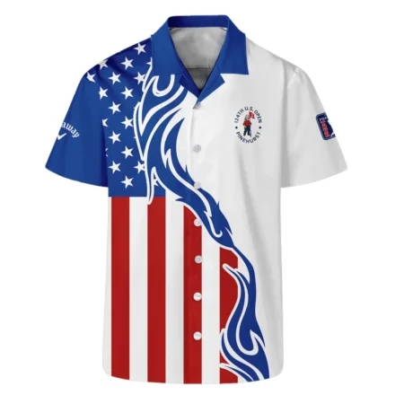 Golf Sport Callaway 124th U.S. Open Pinehurst Hawaiian Shirt USA Flag Pattern Blue White All Over Print Oversized Hawaiian Shirt