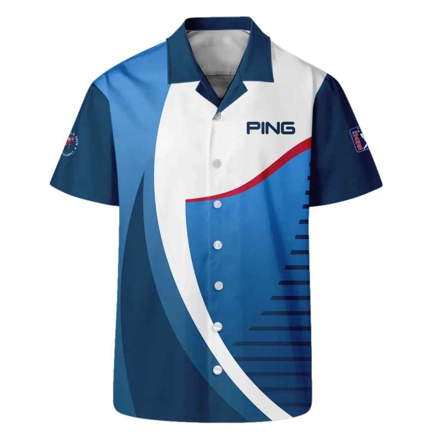 124th U.S. Open Pinehurst Golf Sport Ping Hawaiian Shirt Blue Gradient Red Straight Oversized Hawaiian Shirt