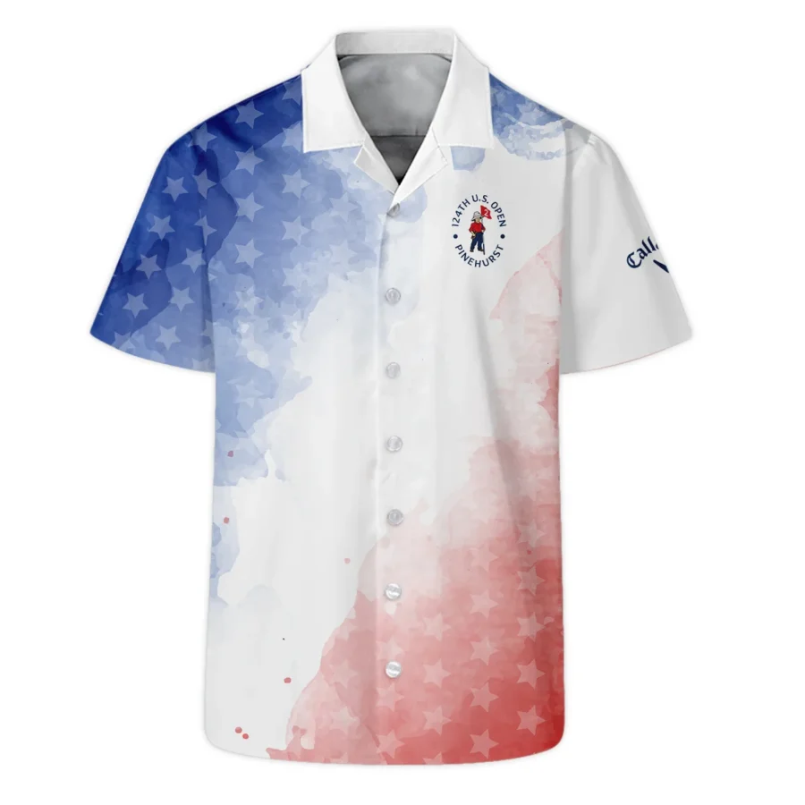 124th U.S. Open Pinehurst Golf Callaway Hawaiian Shirt Stars Blue Red Watercolor Golf Sports All Over Print Oversized Hawaiian Shirt