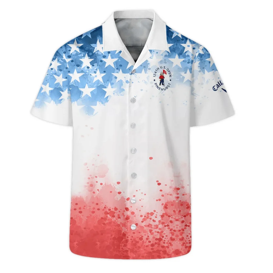 Special Version 124th U.S. Open Pinehurst Callaway Hawaiian Shirt Watercolor Blue Red Stars Oversized Hawaiian Shirt