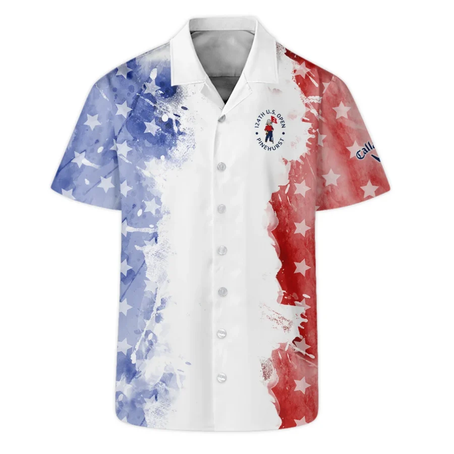 124th U.S. Open Pinehurst Special Version Callaway Hawaiian Shirt Blue Red Watercolor Oversized Hawaiian Shirt