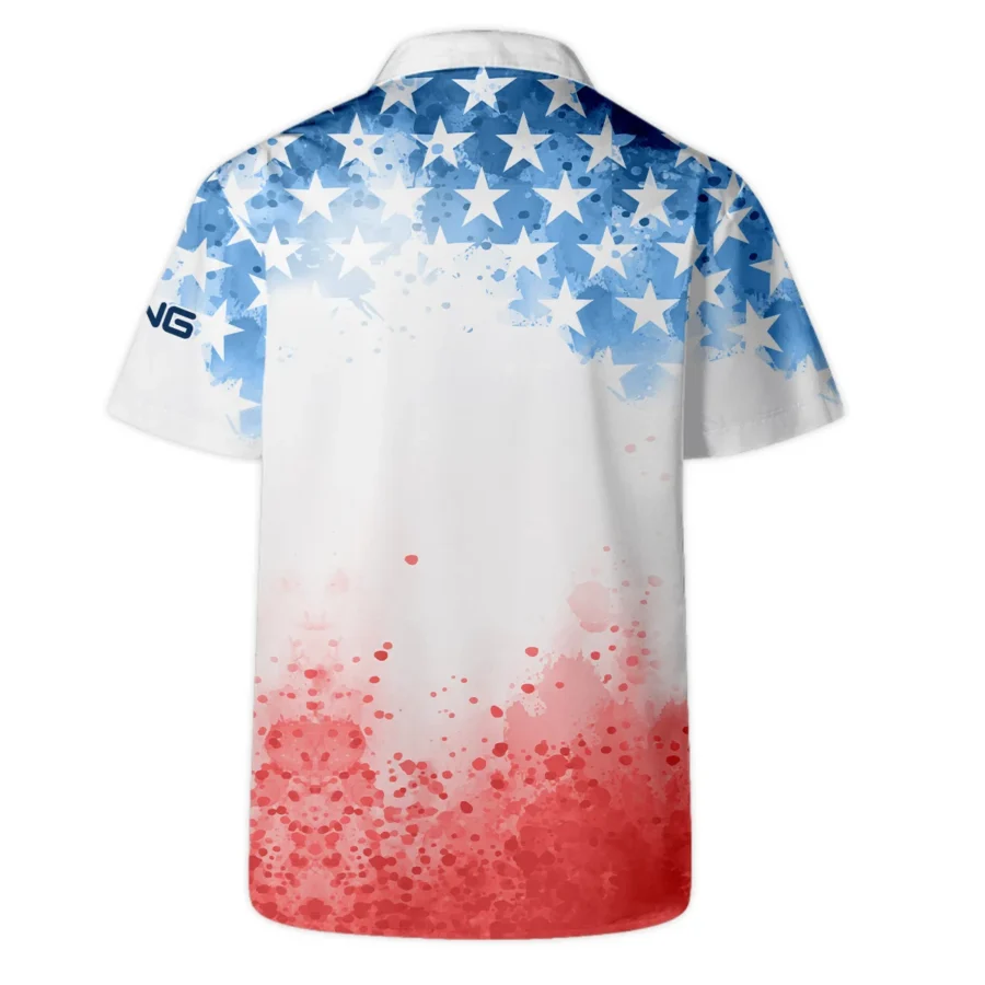 Special Version 124th U.S. Open Pinehurst Ping Hawaiian Shirt Watercolor Blue Red Stars Oversized Hawaiian Shirt