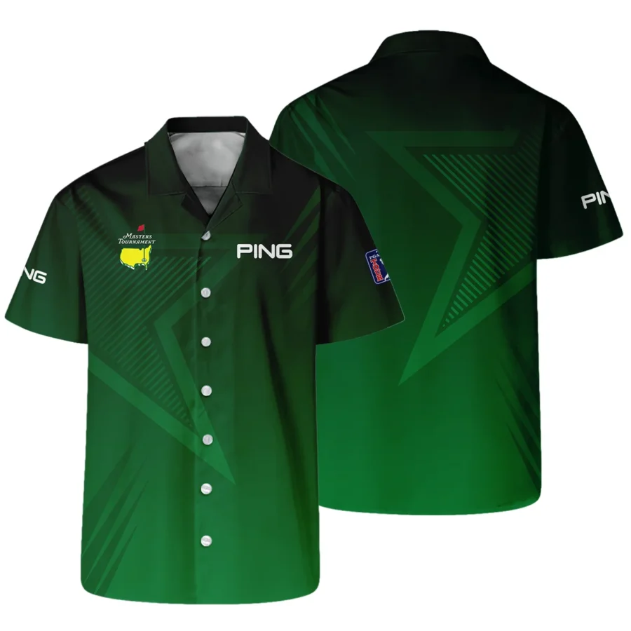 Ping Masters Tournament Hawaiian Shirt Dark Green Gradient Star Pattern Golf Sports Oversized Hawaiian Shirt