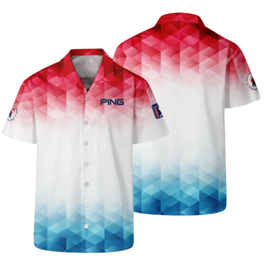 124th U.S. Open Pinehurst Ping Golf Sport Hawaiian Shirt Blue Red Abstract Geometric Triangles All Over Print Oversized Hawaiian Shirt