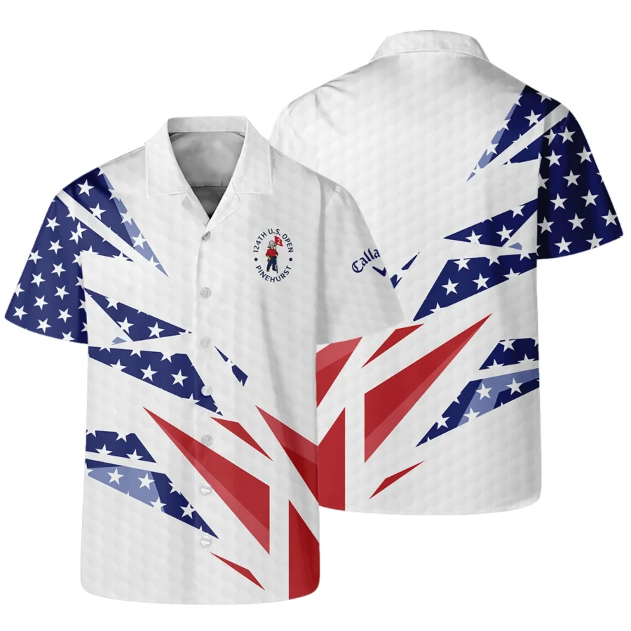 124th U.S. Open Pinehurst Callaway Hawaiian Shirt Golf Pattern White USA Flag All Over Print Oversized Hawaiian Shirt