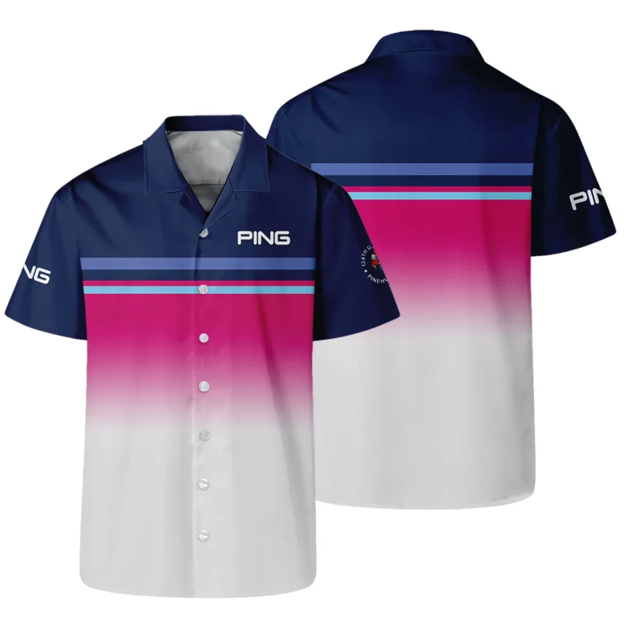 Sport Ping 124th U.S. Open Pinehurst Hawaiian Shirt White Strong Pink Very Dark Blue Pattern  All Over Print Oversized Hawaiian Shirt