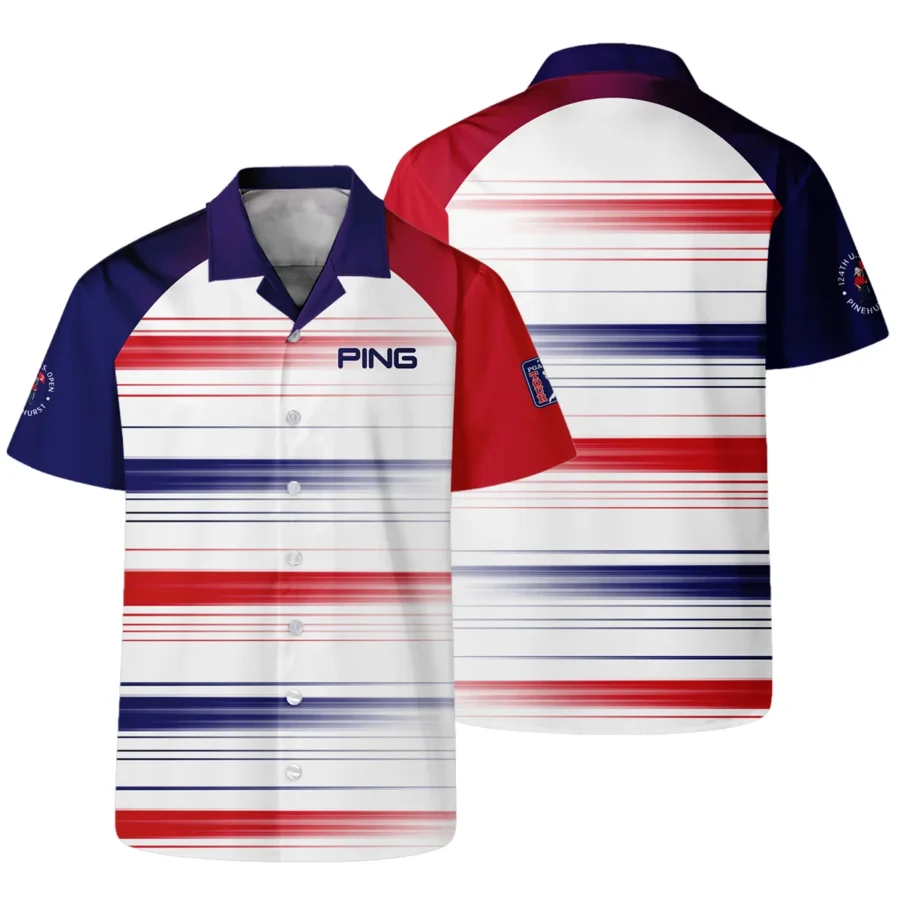 Sport Ping 124th U.S. Open Pinehurst Hawaiian Shirt Straight Lines Blue Red Oversized Hawaiian Shirt