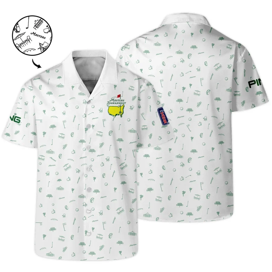 Golf Masters Tournament Ping Hawaiian Shirt Augusta Icons Pattern White Green Golf Sports All Over Print Oversized Hawaiian Shirt