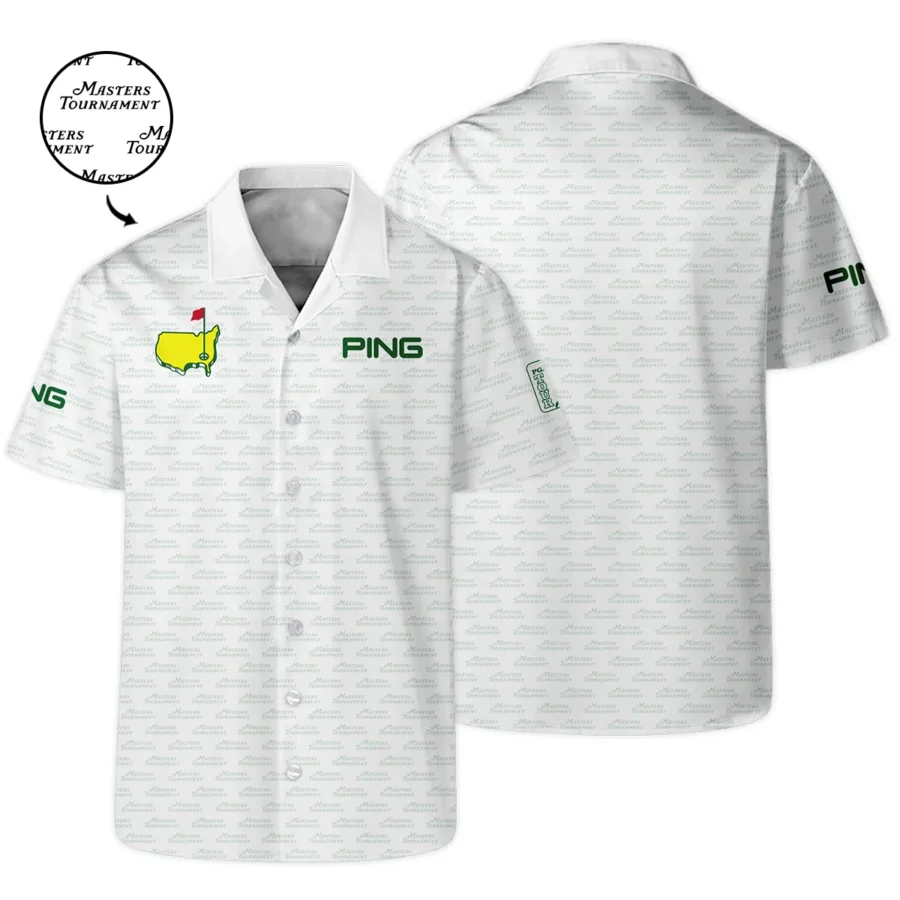 Masters Tournament Golf Ping Hawaiian Shirt Logo Text Pattern White Green Golf Sports All Over Print Oversized Hawaiian Shirt