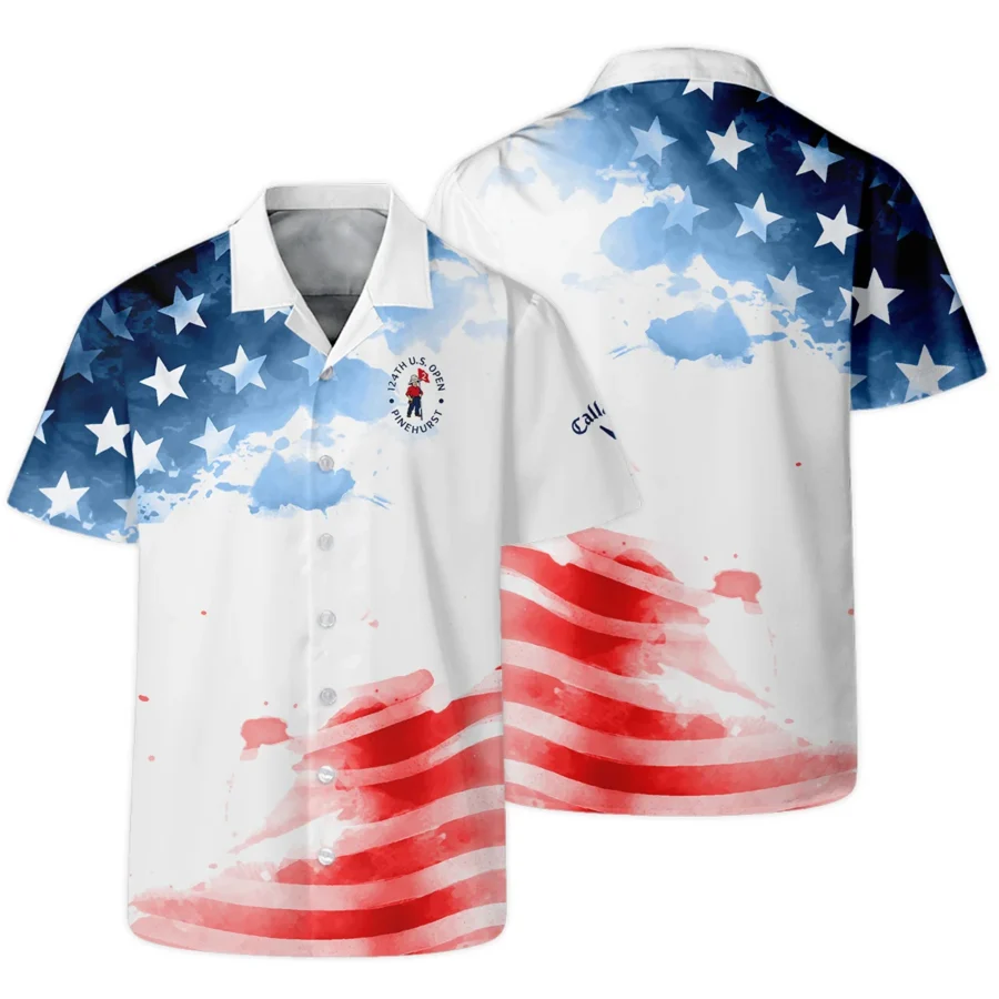 Golf 124th U.S. Open Pinehurst Callaway Hawaiian Shirt US Flag Watercolor Golf Sports All Over Print Oversized Hawaiian Shirt