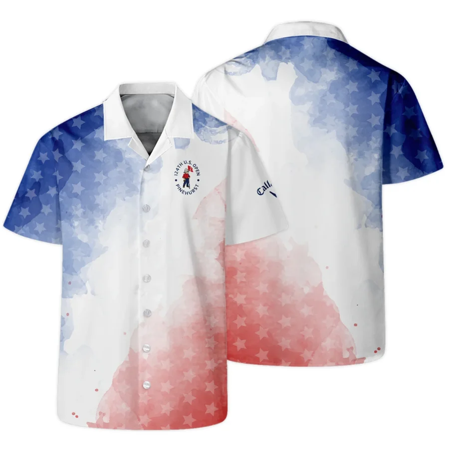 124th U.S. Open Pinehurst Golf Callaway Hawaiian Shirt Stars Blue Red Watercolor Golf Sports All Over Print Oversized Hawaiian Shirt