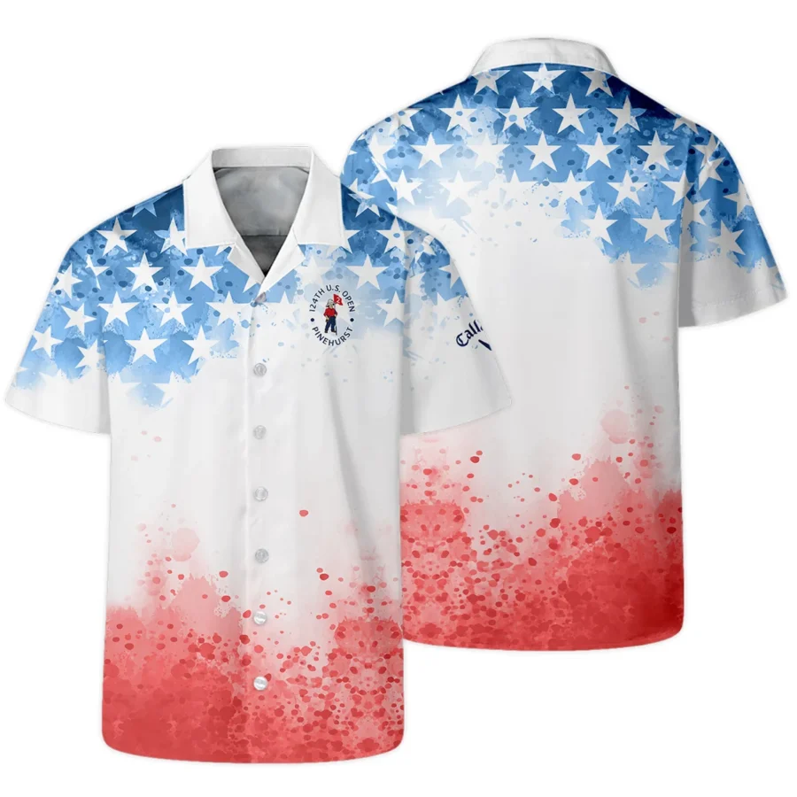 Special Version 124th U.S. Open Pinehurst Callaway Hawaiian Shirt Watercolor Blue Red Stars Oversized Hawaiian Shirt