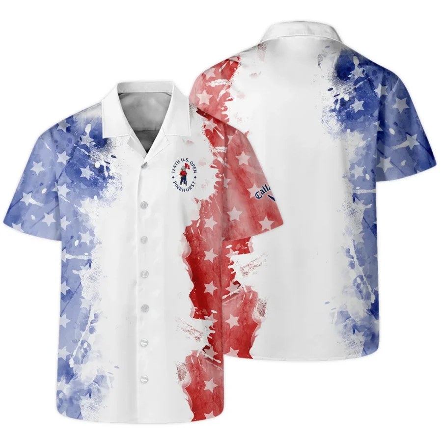 124th U.S. Open Pinehurst Special Version Callaway Hawaiian Shirt Blue Red Watercolor Oversized Hawaiian Shirt