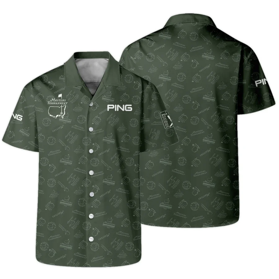 2024 Golf Pattern Masters Tournament Ping Hawaiian Shirt Dark Green Pattern All Over Print Oversized Hawaiian Shirt