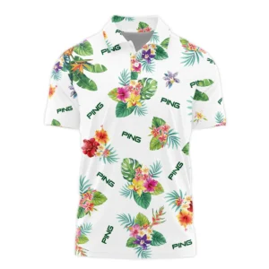 Ping Hawaiian Flower Zipper Polo Shirt Style Classic Zipper Polo Shirt For Men