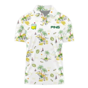 Ping Landscape With Palm Trees Beach And Oceann Masters Tournament Zipper Polo Shirt Style Classic Zipper Polo Shirt For Men