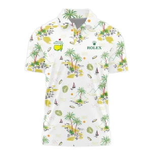 Rolex Landscape With Palm Trees Beach And Oceann Masters Tournament Zipper Polo Shirt Style Classic Zipper Polo Shirt For Men