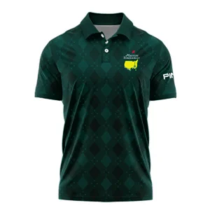 Dark Green Argyle Plaid Pattern Golf Masters Tournament Ping Zipper Polo Shirt Style Classic Zipper Polo Shirt For Men